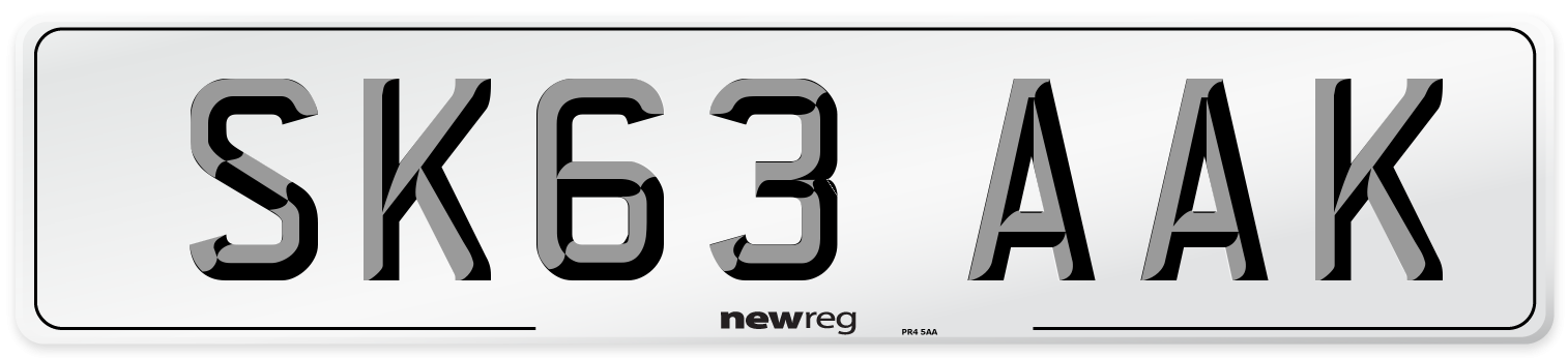 SK63 AAK Number Plate from New Reg